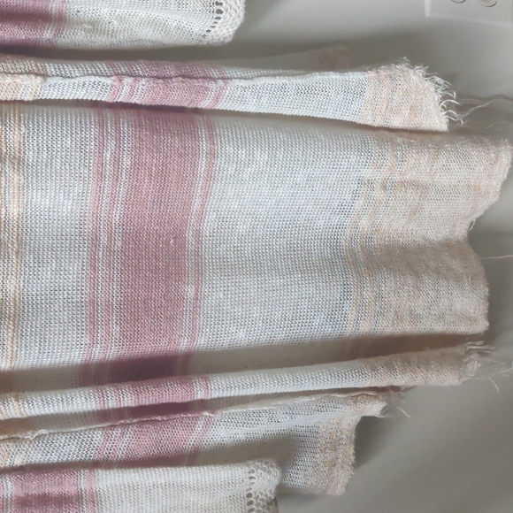 FREE PEOPLE Striped Tunic Sweater Cream Coral Rose M - Picture 8 of 9